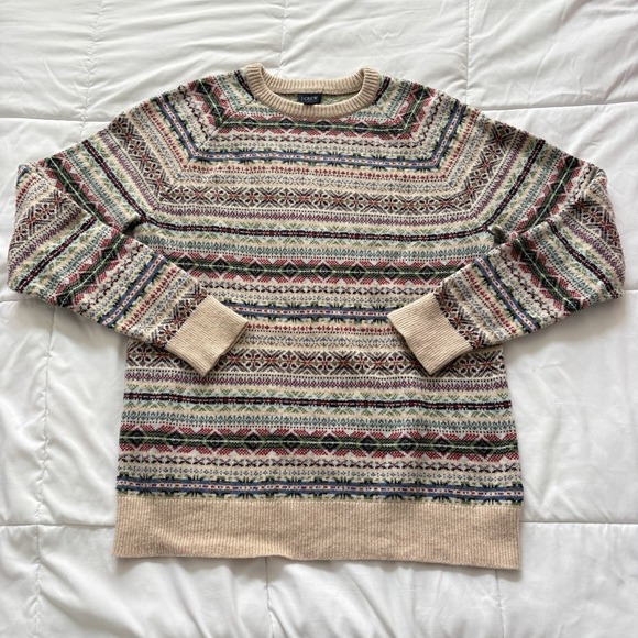 J.CREW Other - JCrew‎ Sweater Mens Large Fair Isle Lambswool Blend Crewneck Holidays Christmas